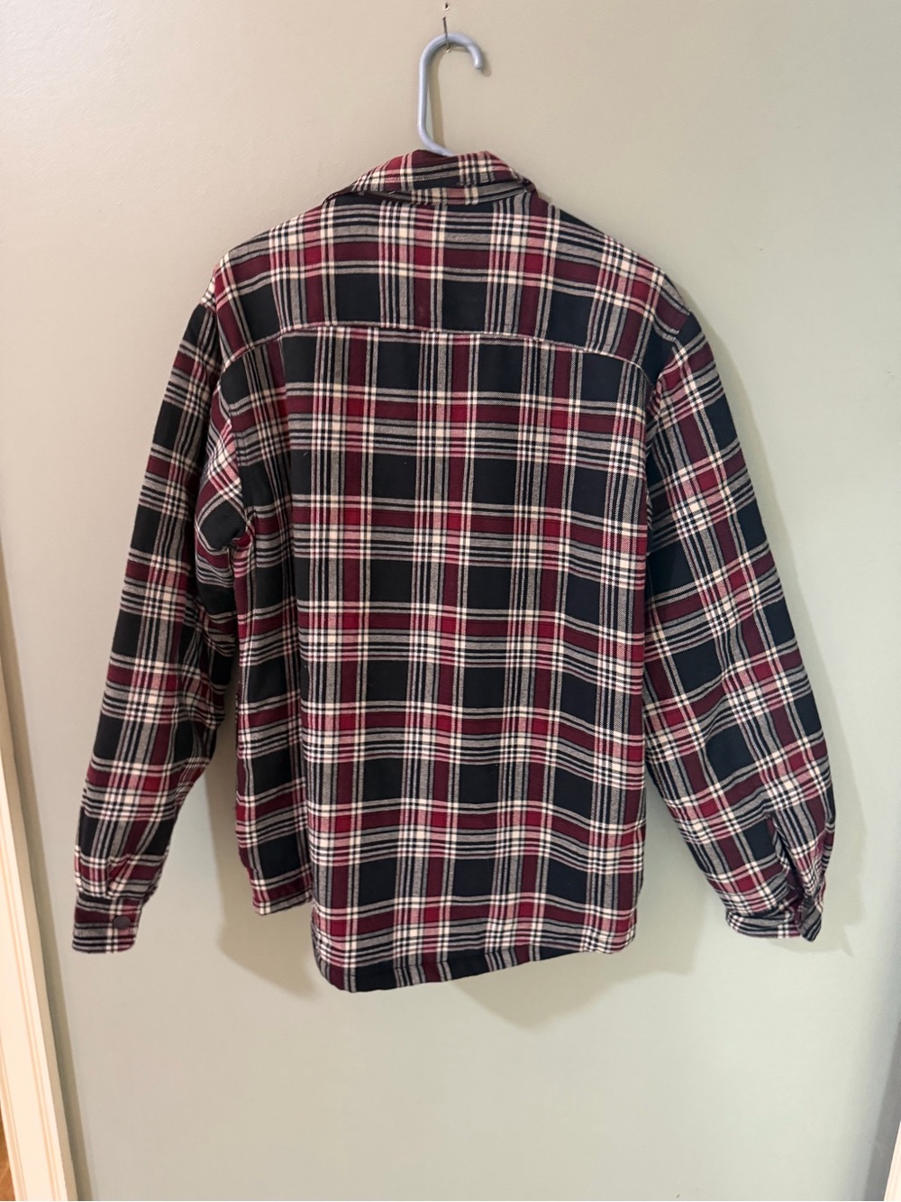 Wrangler Shirt Mens Small Black Plaid Flannel Sherpa Lined Shacket Jacket Coat - Picture 5 of 6
